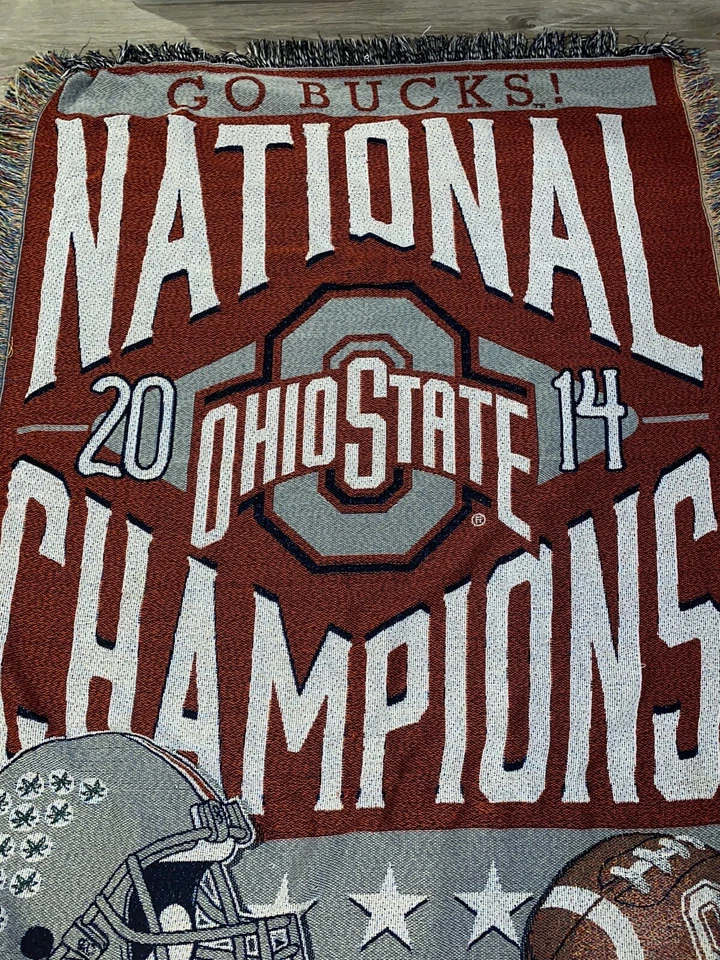 2014 Ohio State Buckeyes NCAA Football National Champion Throw Blanket SKU 14 - Image 3 of 4