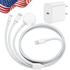 PD 20W USB- C Adapter 3 in 1 Charger For Apple Watch/iPhone 17 16 15 14 13 12 11