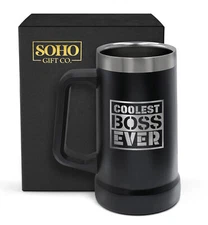 Boss Gift Beer Mug for Men 24oz Insulated Cup for Boss “Coolest Boss Ever”