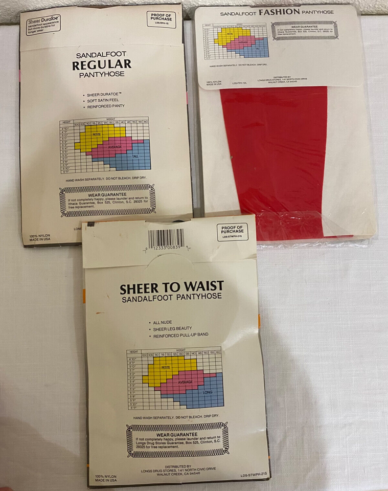 vtg-pantyhose-red-nude-black-longs-drugs-sheer-sandalfoot-petite