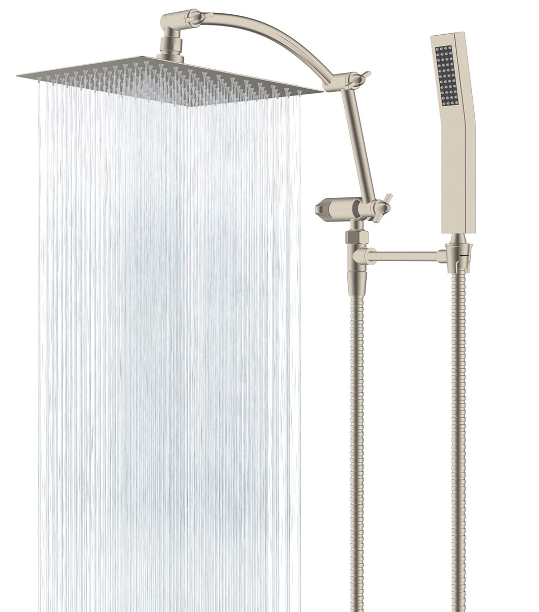 All Metal 10'' Rainfall Shower Head,Handheld Shower Wand Shower Head Combo