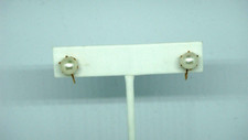 SOLID 14K YELLOW GOLD 7.5mm AKOYA PEARL SCREW BACK EARRINGS 2.55