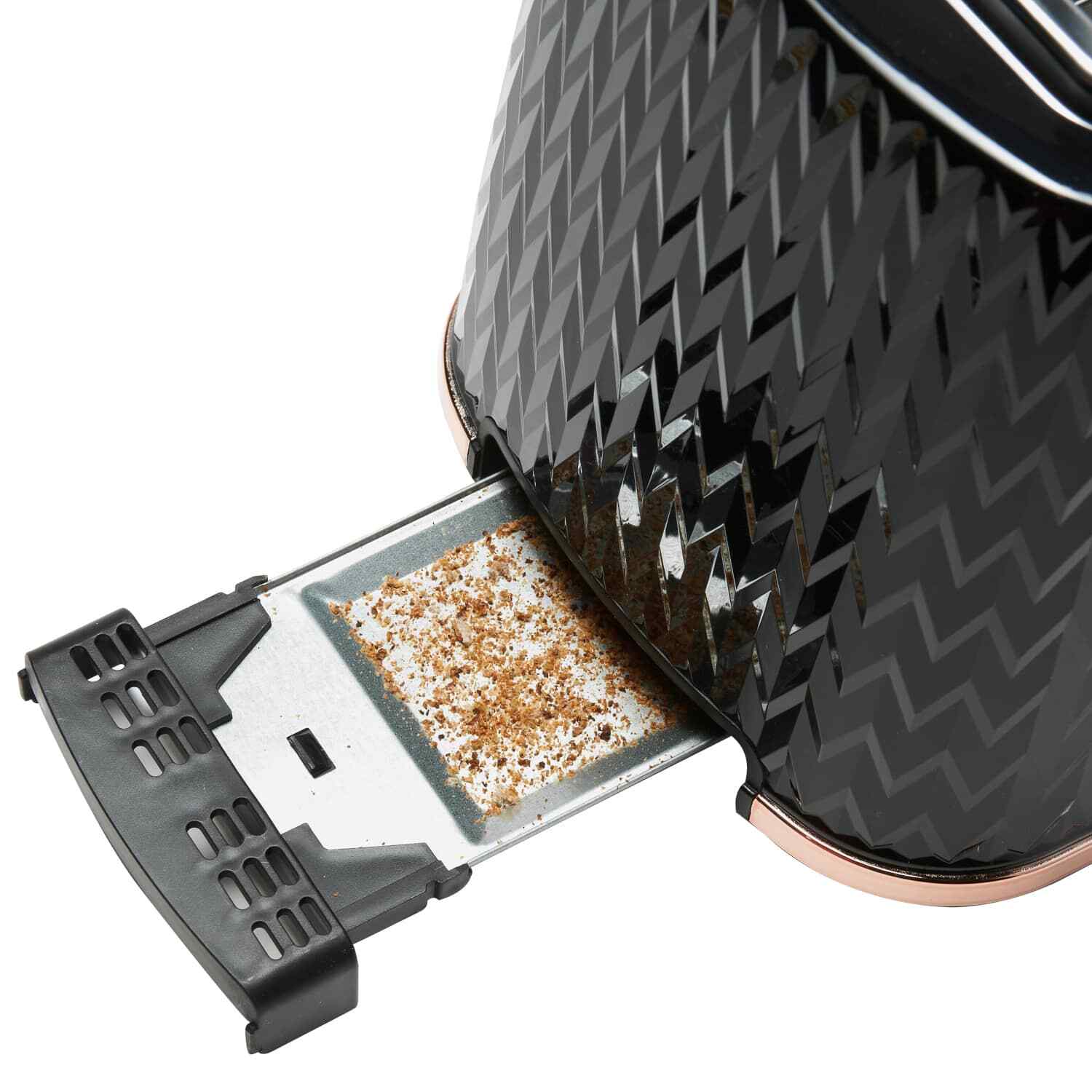 Goodmans Kitchen Set Microwave Toaster & Kettle Black & Copper Textured