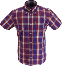 Trojan Mens Port Red Multi Check Short Sleeved Shirts and Pocket Square