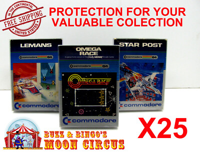 25X COMMODORE 64 CIB CARTRIDGE BOX - CLEAR PROTECTIVE BOX PROTECTOR SLEEVE