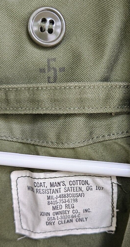 Vintage US Air Force Vietnam Field Jacket Sateen Hood Med MACK ANGEL Thunderbird - Picture 3 of 6