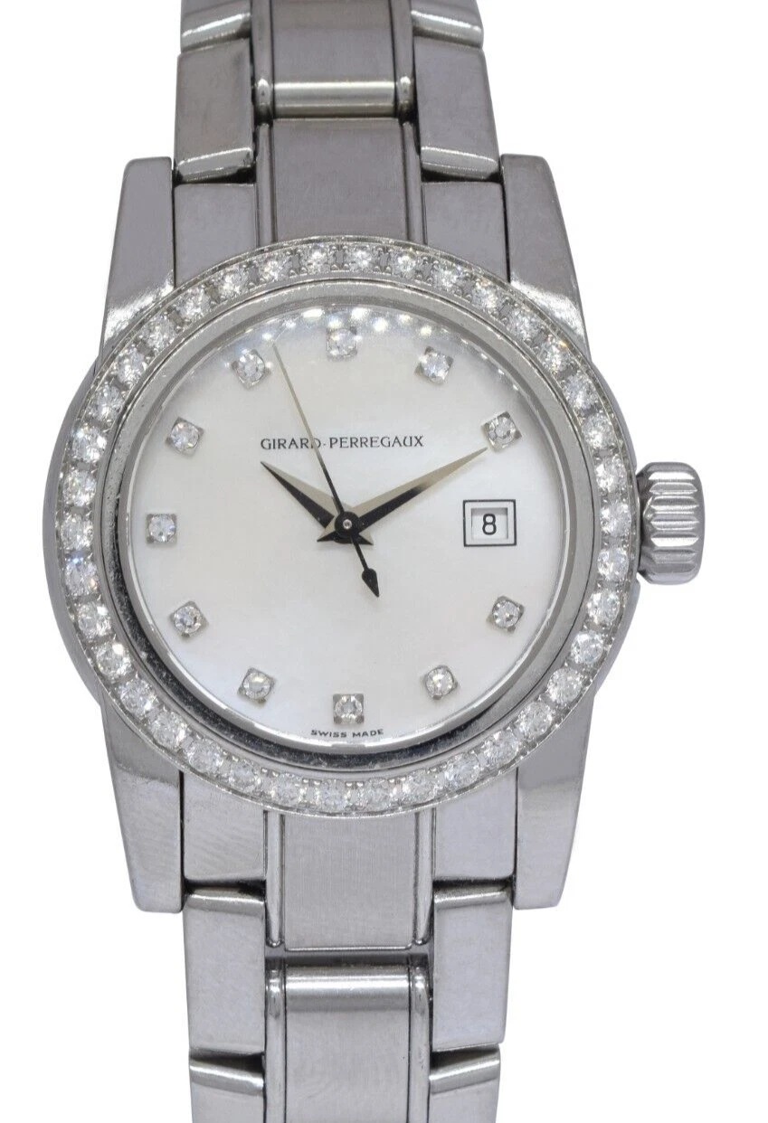 Girard Perregaux — Girard Perragaux Lady F Steel MOP Diamond Ladies 29mm Automatic Watch B/P 8039