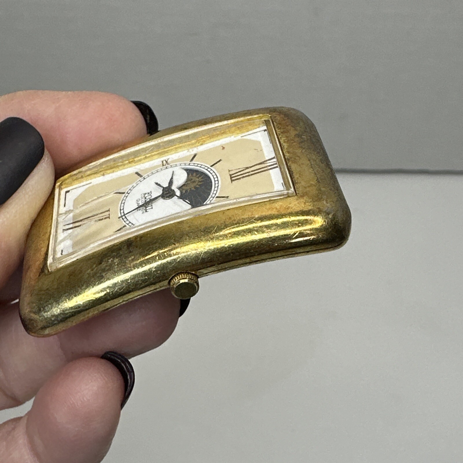 Vintage Fossil Collection UNTESTED Ellipsis Watch Quartz Moon Phase Rectangle