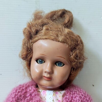 ANCIENNE POUPÉE TÊTE carton corps tissus ht 32 cm EUR 10,00 - FR
