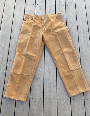 パンツ 80s Carhartt double knee work pants VTG 80s Carhartt Double Knee Brown Canvas WIP Workwear Pants Size