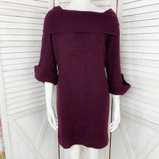 Zara Sweater Dress Womens Size Medium Purple Bell Sleeve Tunic Open Cowl Neck