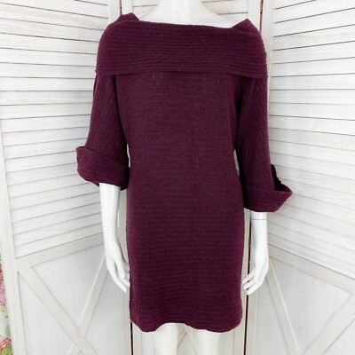 purple sweater dress zara Zara Midi Bodycon Dress Womens Small Purple V Neck Ribbed Tight Knit Cocktail