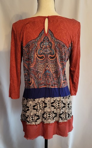 Women's ☆Anthropologie☆ Shirt Top - Tunic Paisley Mixed Media Boho 3/4 Sleeve M - Picture 6 of 11