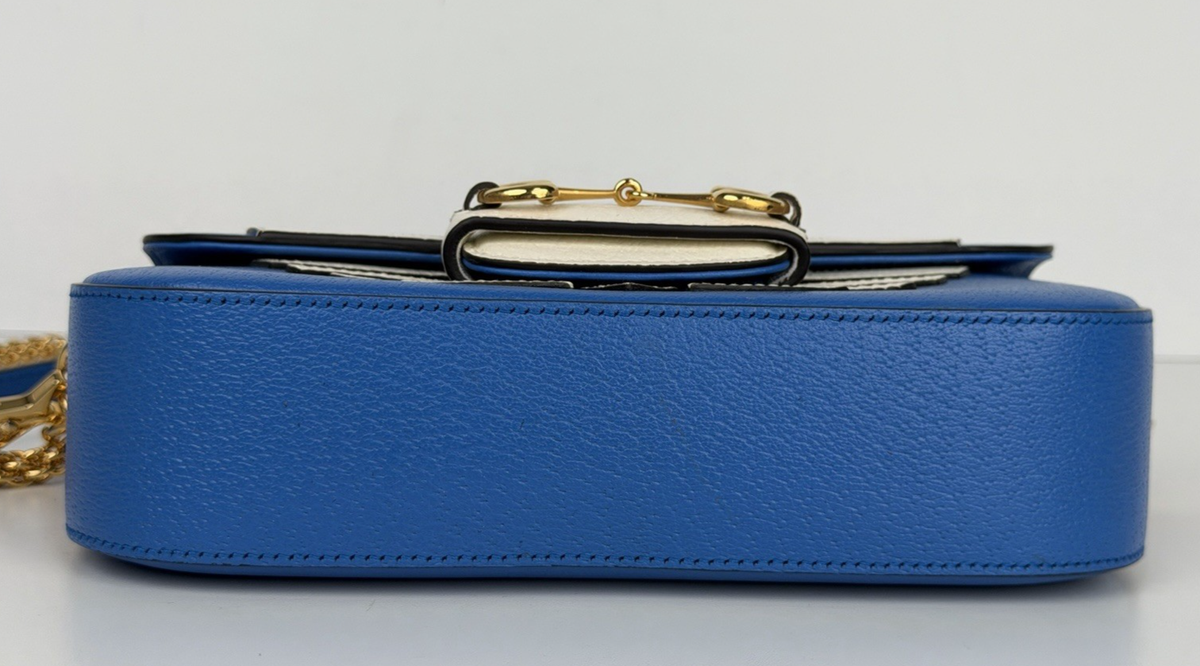 Gucci x Adidas Horsebit Small in Blue and White Leather Shoulder