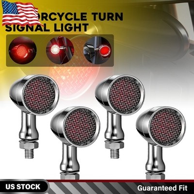 4PCS Motorcycle LED Turn Signal Light Bullet Blinker Chrome Red Lamp Universal