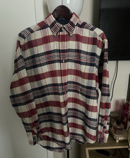 vintage 1970-1980 Tommy Hilfiger Men  s M Plaid Cotton Long Sleeve Button