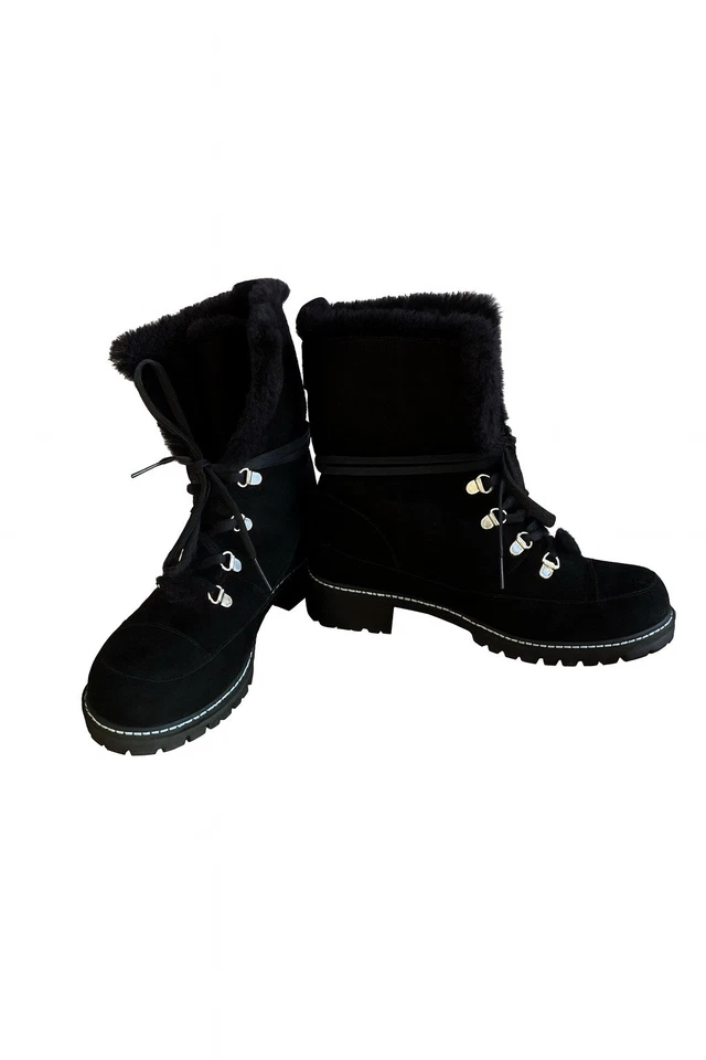 Botas de inverno Stuart Weitzman forradas de pele de camurça preta – Tamanho 8 M - Imagem 3 de 4