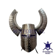 Medieval Great Helm Crusader Helmet   Teutonic Knight Wing Crest 16 Gauge Steel