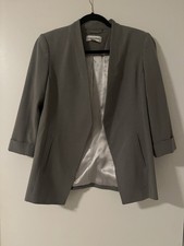 Calvin Klein Women's Gray Open Front Blazer Size 6 Career Business Office Jacket