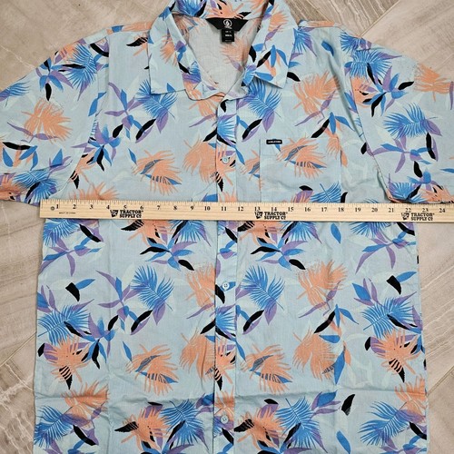 Volcom Hawaiian Shirt Mens Button Up Short Sleeve Floral 1 Pocket Size XL - Picture 8 of 9
