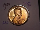 1939-S LINCOLN CENT GEM BU RED INTENSE LUSTER NICE POPULAR DATE FREE SHIPPING