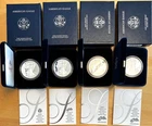 Four Proof Silver Eagles 2005, 2006, 2007, 2008