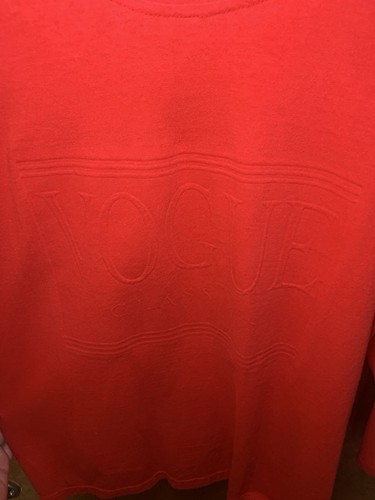 Vintage Vogue Red Cotton Long Sleeve Shirt Stamped Logo One Size Fits All - Picture 2 of 7