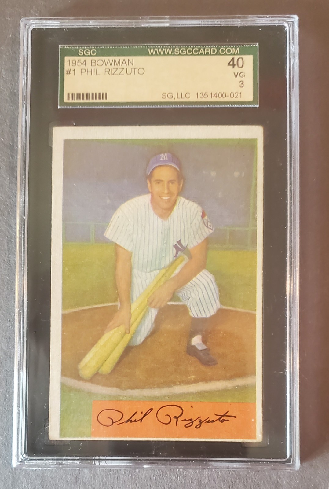 1954 Bowman Phil Rizzuto #1 NY Yankees SGC Graded VG 3 Nice Card!