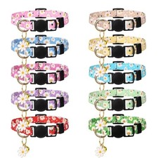 10 Pack Breakaway Cat Collars with Bells Flower Pendants Floral