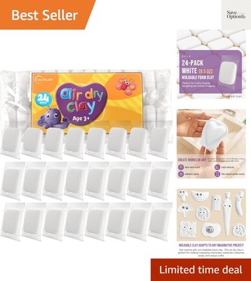 Air Dry Clay 8.5oz, Bulk 24-Pack White Moldable Foam Clay, Airdry Soft Clay f...