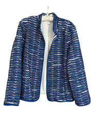 Chico  s Pleated Blue and Purple Blazer Jacket, Size 3