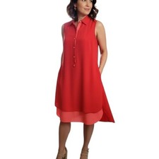 Tommy Hilfiger Dress Womens Size Small Red Pink Sleeveless Shirtdress