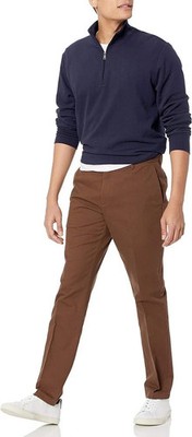 Amazon Essentials Men's Brown Slim-Fit Wrinkle-Resistant Flat 36Wx31L NEW
