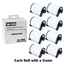 8Rolls Continuous Paper Tape DK-2243 Labels 101mmx30.4m for Brother QL-1060N