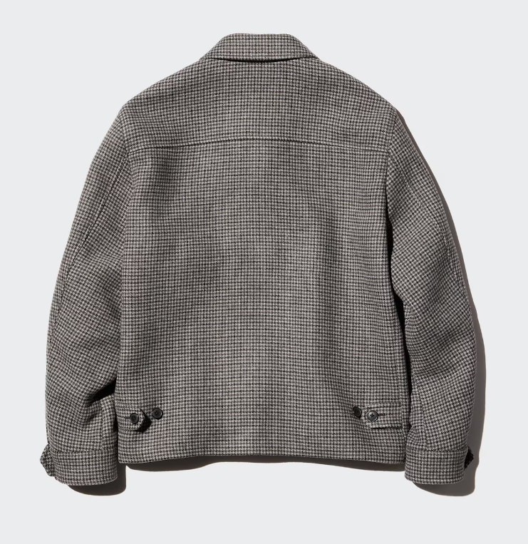 NWT Uniqlo Single Collar Short Blouson in Checked Brown Men's