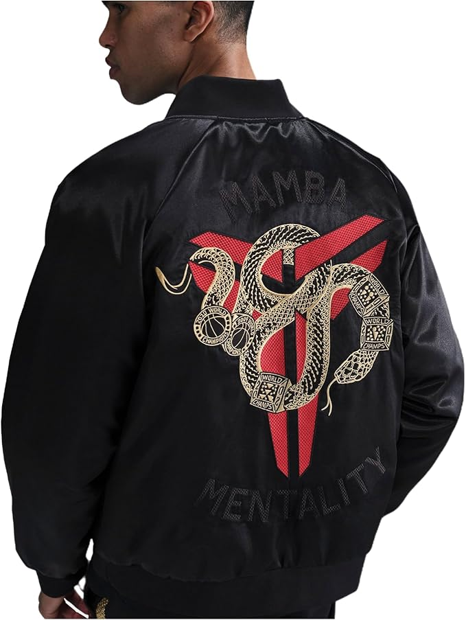 Kobe Bryant Black Mamba Mentality Satin Bomber Jacket Men's