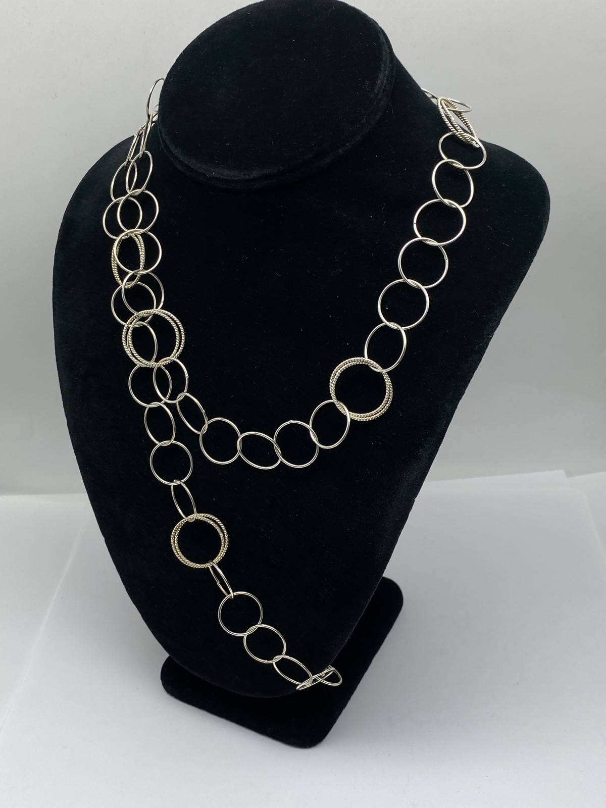Sterling Silver Interlocking Circle Long Necklace… - image 9