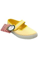 Cienta Kid's Girl 56052 Mary Jane Flats Yellow Gingham