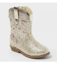 Cat Jack Toddler Girls Size 5 Gold Dallas Cowboy Boots New W Tags Glitter