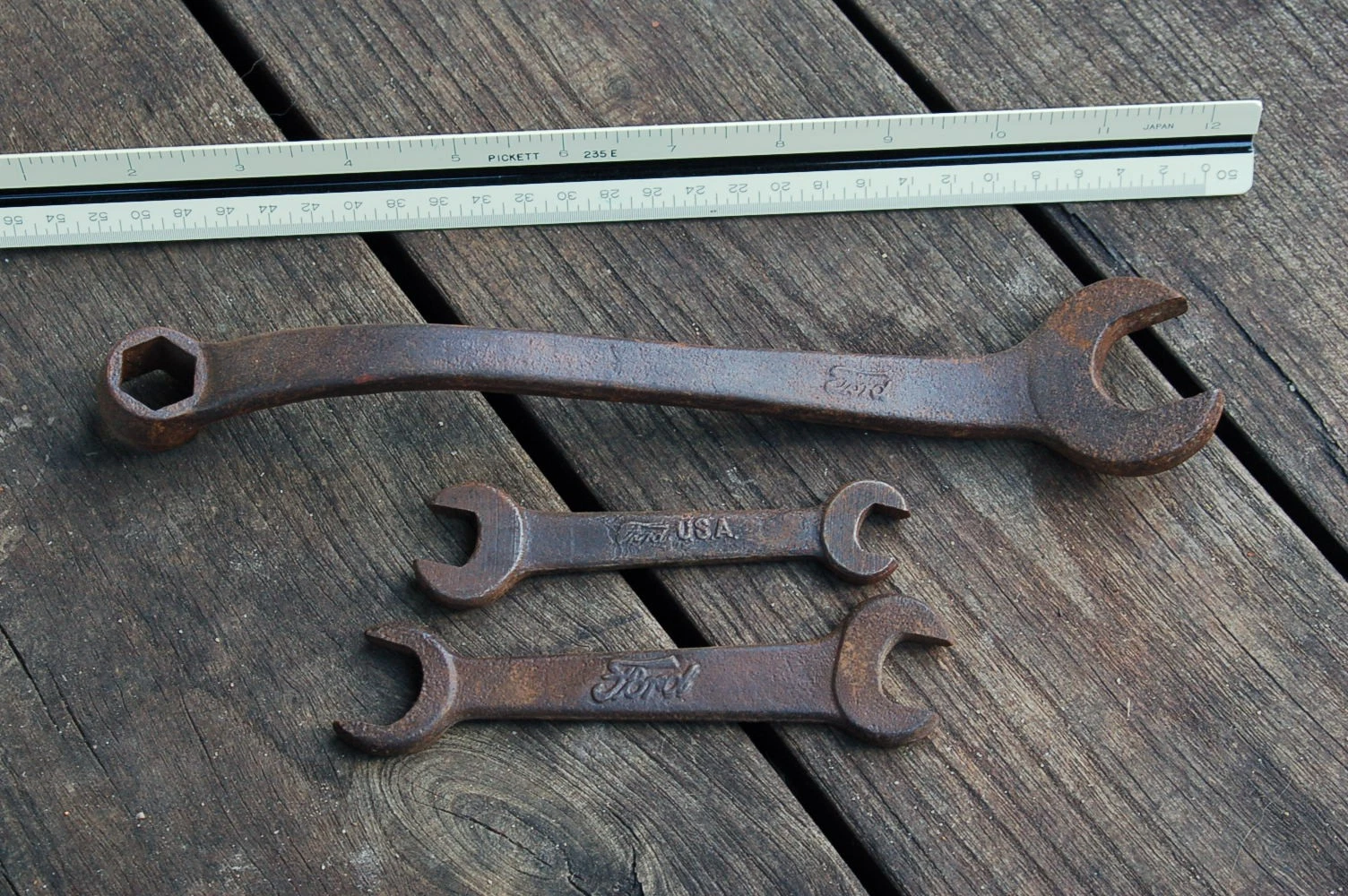 Nice Lot of 3 Vintage Script Ford Open End Wrench / Combination Wrenches
