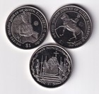 British Virgin Islands 1 Dollar 3 coins 2002 all different & listed #65