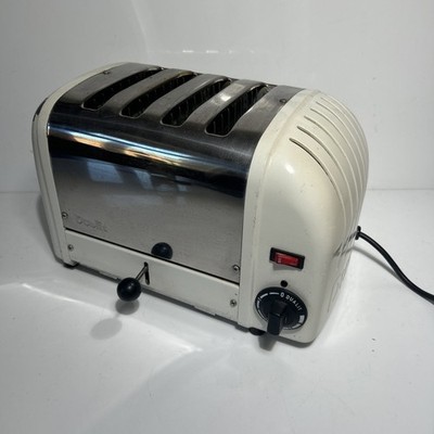 Dualit D4VMHA Edelstahl 4-Scheiben-Toaster GETESTET & FUNKTIONSFÄHIG beige