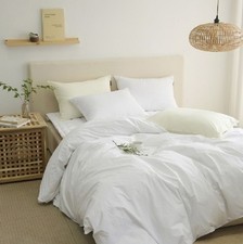 Hotel Quality Cotton Duvet Cover 2 Pillowcases Enzyme Washed Softened Bedding