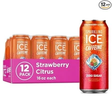 Sparkling Ice Caffeine Strawberry Citrus Sparkling Water with Caffeine 16 fl oz