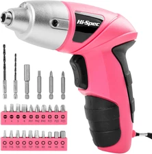 Electric Screwdriver 27Pc 3.6V Pink USB Small Power Screwdriver Set. Cordless & 