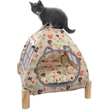 Nockovi 2-in-1 Elevated Cat Tent Cat House, Quick Assembly and Disassembly,