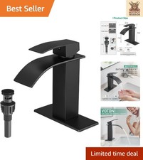 Modern Matte Black Waterfall Bathroom Faucet - Stylish Single Handle Design