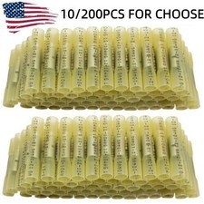 10/200PCS Yellow 12-10 Gauge Heat Shrink Butt Terminals Wire Crimp Connector USA