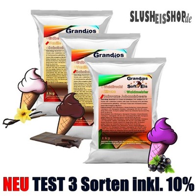 Softeispulver Softeis Pulver Vanille Schoko Schw. Johannisbeere Eispulver 3x 1kg