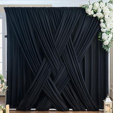20x10 Ft Black Backdrop Curtain Panels Thick Wrinkle Resistant Polyester